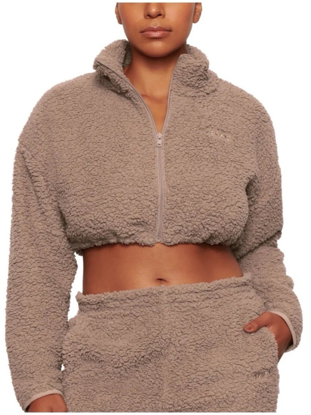 SKIMS | Teddy Zip Up Crop Jacket